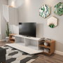 Hanah Home Mueble de TV Zebra Blanco y Teca